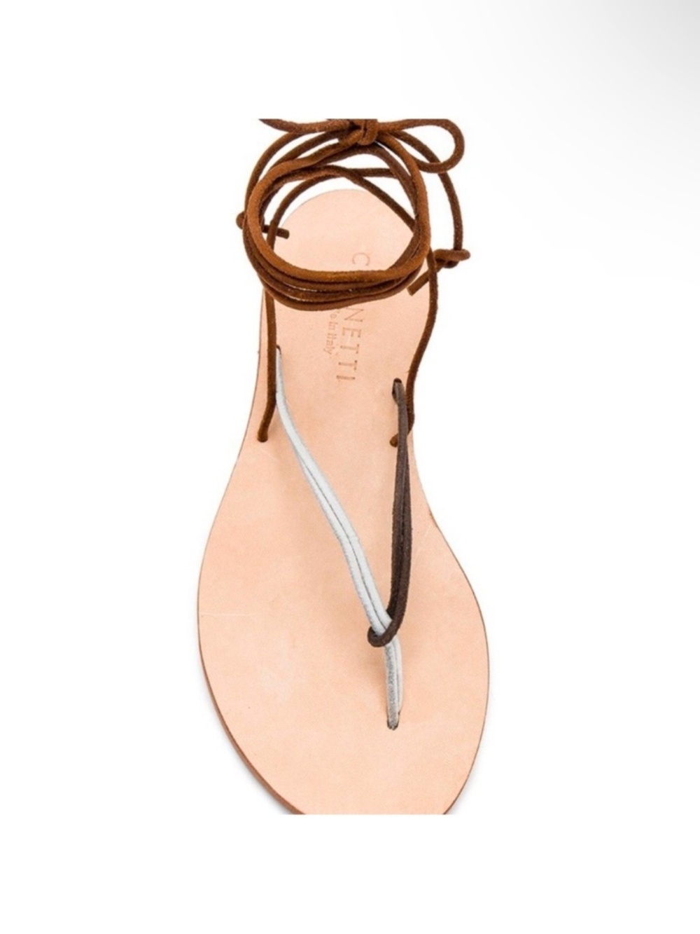 CORNETTI Italian Suede Strappy Lace Up Sandal Brown Gray 38 7.5 - Picture 3 of 4
